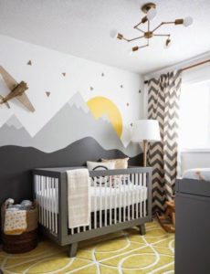 paredes geométricas quarto bebê