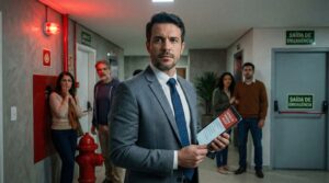 Síndico gerenciando emergências no condomínio com checklist de protocolos