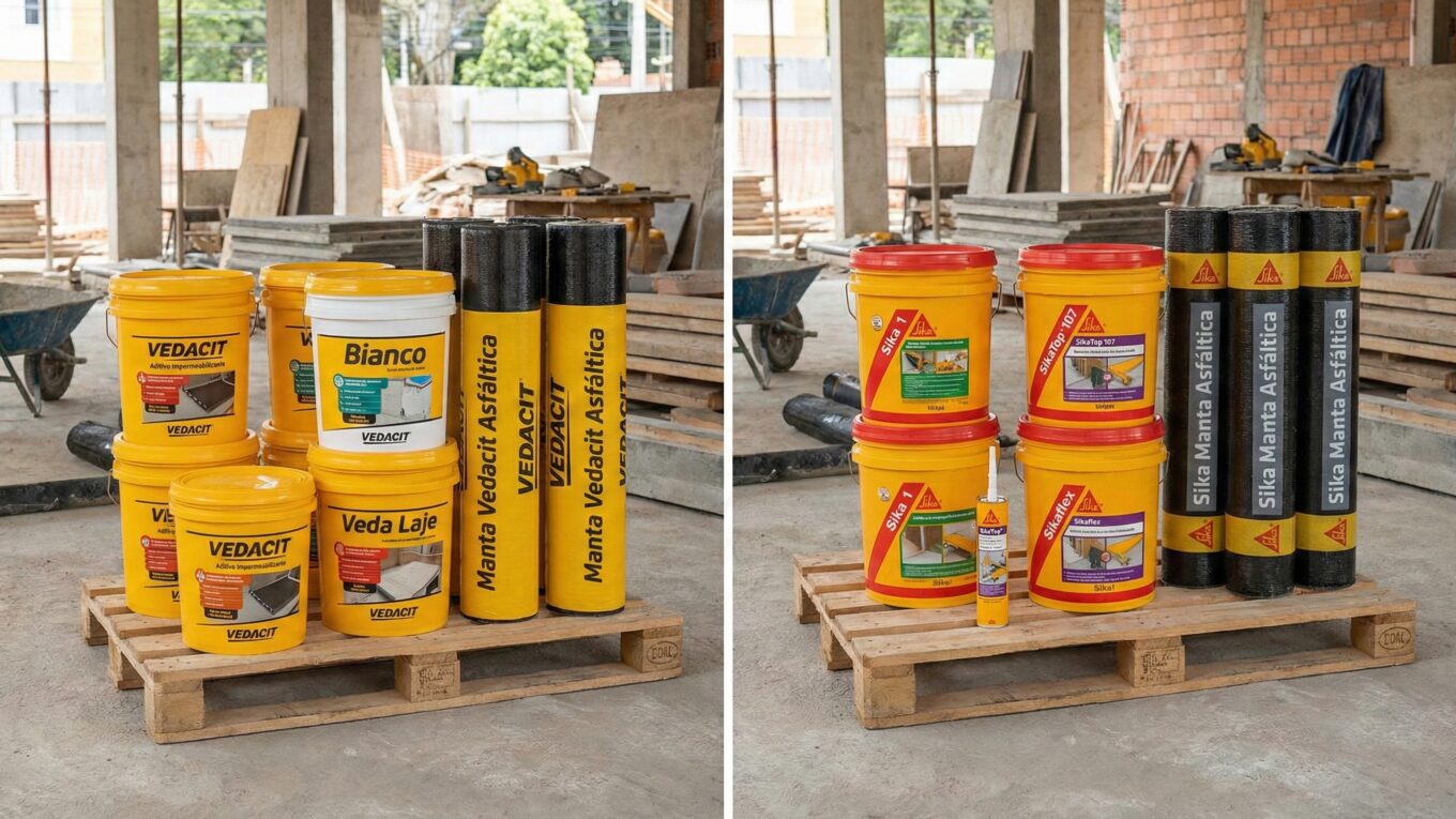 Impermeabilizantes Vedacit e Sika aditivos e mantas líquidas para obra