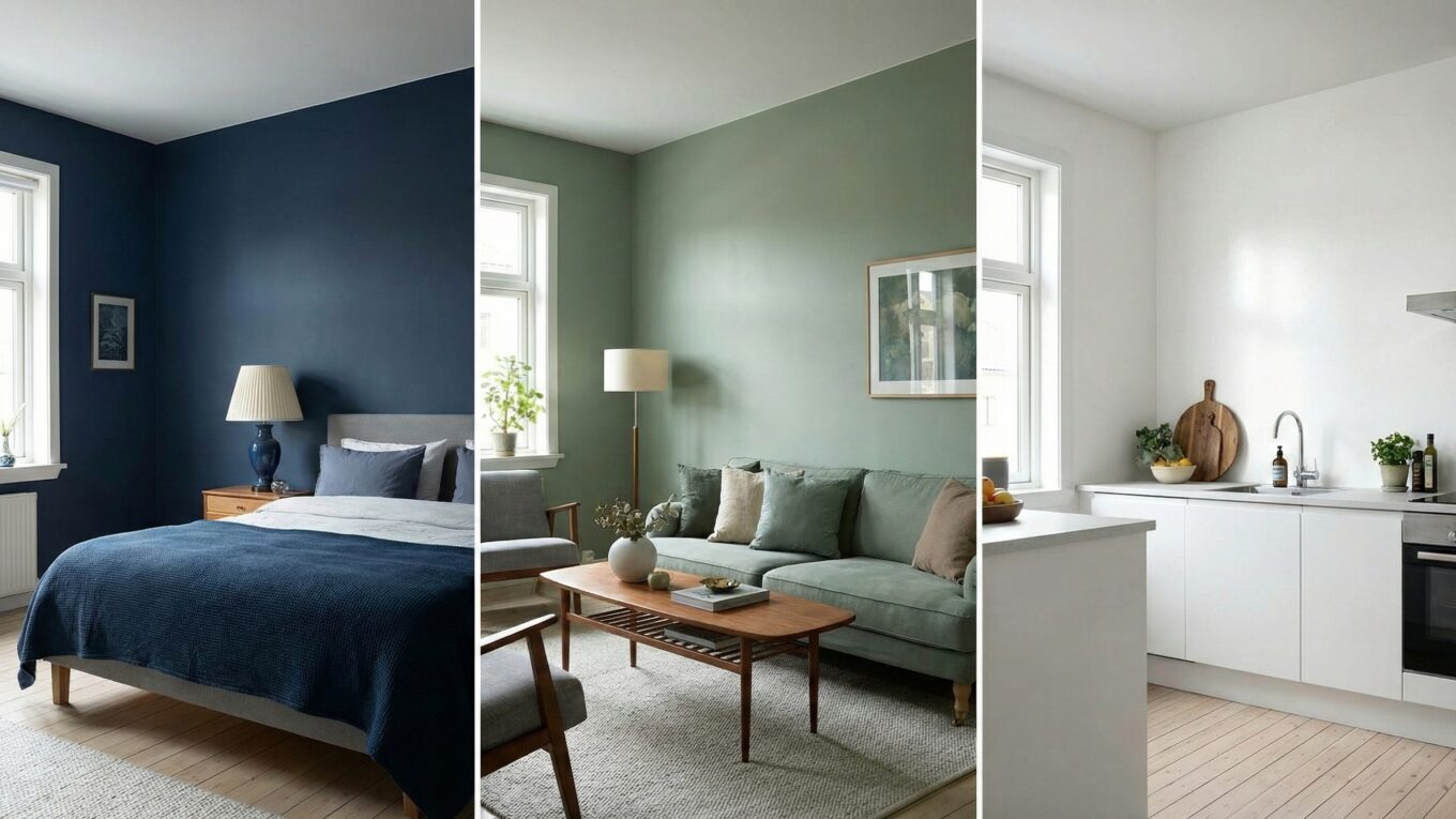 Comparação de acabamentos de tinta fosco acetinado e semibrilho na parede