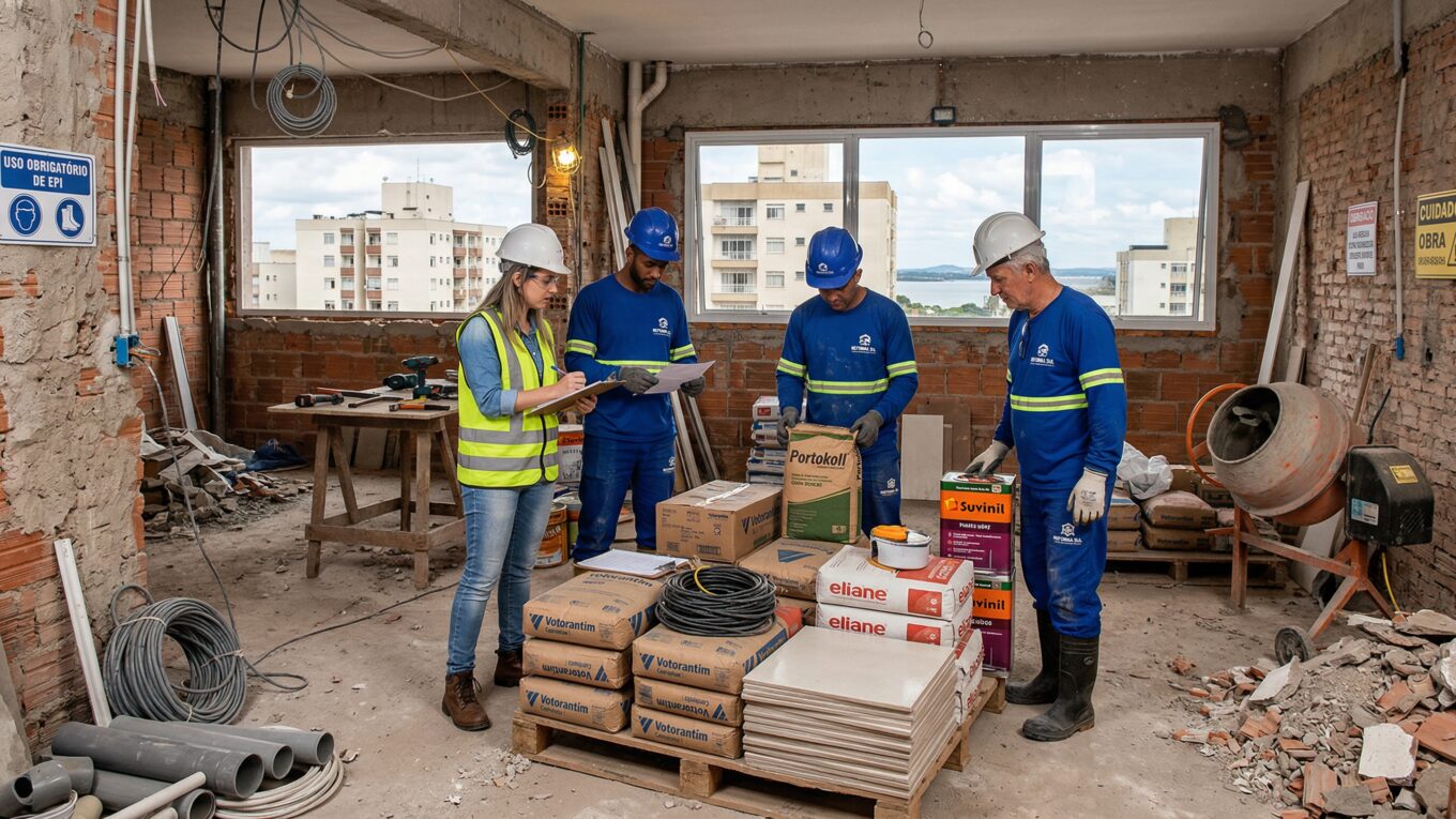 gestão de insumos na obra em Porto Alegre